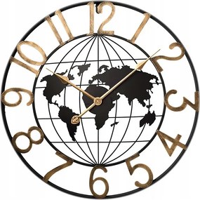 Nagy Fekete Fém Falióra Világtérkép Mpm E04.4530 60 cm