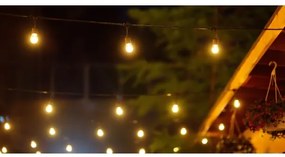 LED napelemes kültéri fényfüzér PARTY 10xE27/3,7V 10 m IP44 + távirányító