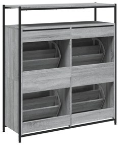 szürke sonoma cipőszekrény 4 kihajtható fiókkal 100x34x112 cm