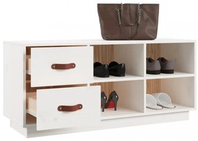 fehér tömör fenyőfa cipőtároló pad 100 x 34 x 45 cm
