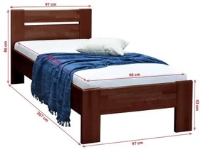 Egyszemélyes ágy AMBER 90x200 cm, sötét dió