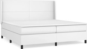 vidaXL fehér műbőr rugós ágy matraccal 200 x 200 cm
