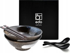 2 db-os tál szett kanállal és pálcikákkal Ramen Tonmatsu 21 cm 1100 ml Box