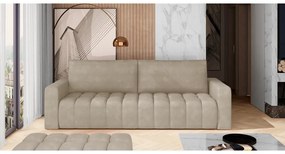 Bézs bársony kinyitható-tárolóhelyes kanapé 247 cm Lazaro – ELTAP
