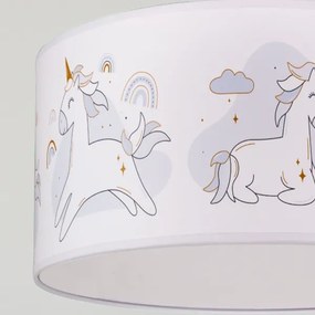 Brilagi - LED gyerek függeszték zsinóron BOBO 1xE27/60W/230V átm. 35 cm fehér/unikornis mintás