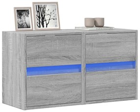 2 db szürke sonoma fali TV-szekrény LED-ekkel 41 x 31 x 45 cm