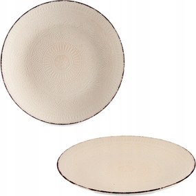 Ebédlő tányér kerek csempe 27 cm Mandala bézs tálaló kő