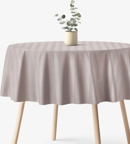 Goldea kör alakú damaszt terítő - szürkésbarna csíkos Ø 230 cm