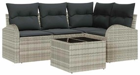 vidaXL Kerti Kanapé Szett párnával 5 pcs Világosszürke polirattan