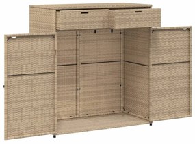 bézs polyrattan kerti tárolószekrény 105 x 55 x 113 cm