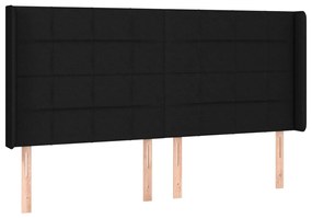 fekete szövet LED-es fejtámla 203x16x118/128 cm