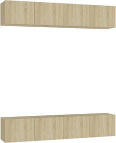 vidaXL 4 db sonoma tölgy színű szerelt fa TV-szekrény 80 x 30 x 30 cm