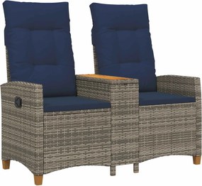 vidaXL Dönthető pad asztallal Szürke és sötétkék 126 x 65 x 112 cm