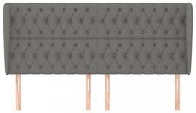 sötétszürke szövet fejtámla szárnyakkal 203x23x118/128 cm