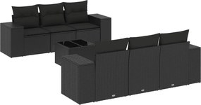 vidaXL 7 részes fekete polyrattan kerti ülőgarnitúra párnával