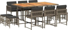 vidaXL 11 részes szürke polyrattan kerti ülőgarnitúra párnákkal