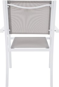 Kerti rakásolható szék, fehér acél/világosszürke, DORIO