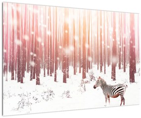 Kép - Zebra egy havas erdőben (90x60 cm)