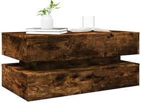 füstös tölgy színű dohányzóasztal LED-lámpákkal 90x50x40 cm