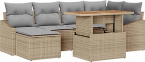 vidaXL Kert étkező szett párnával 7 pcs Barna és szürke