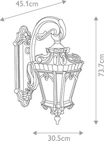 Kichler klasszikus kültéri fali lámpa tournai antik sárgaréz elskl-tournai2-xl IP44