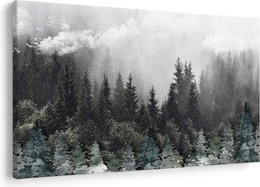 Kép - Erdő illusztrált elemekkel (90x60 cm)