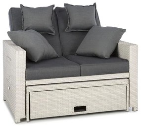 Komfortzone Rattan-Lounge-Sofa, rattan kanapé, polyrattan, kihajtható asztalok, fehér