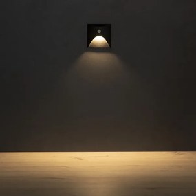 Kanlux 39130 - LED lépcsőlámpa érzékelővel EXIN 2,5W/230V 3000K IP65 fekete, szögletes