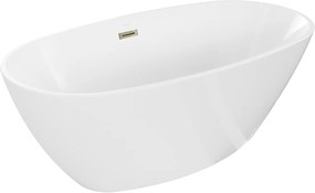 Luxury Eris szabadon álló fürdökád akril  155 x 80 cm, fehér,  leeresztö arany - 53441558000-G Térben álló kád