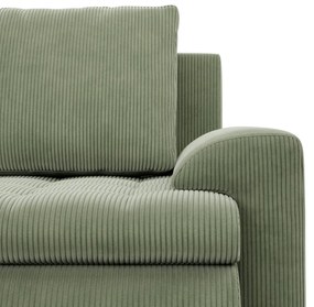 Tokio sarokkanapé, 2 ágyneműtartóval, kordbársony, jobboldali, zöld
