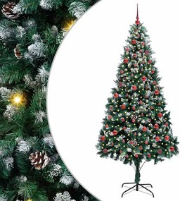 vidaXL Mű karácsonyfa 300 LED-del Zöld 210 cm PVC és Acél és Műanyag