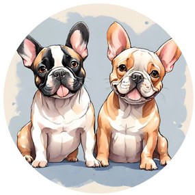 PIPPER. Kör alakú falmatrica "Francia bulldogok" Méret: 100cm