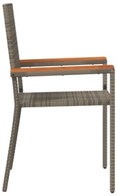 Összecsukható Kerti Székek Párnákkal 2 db Szürke Poly Rattan
