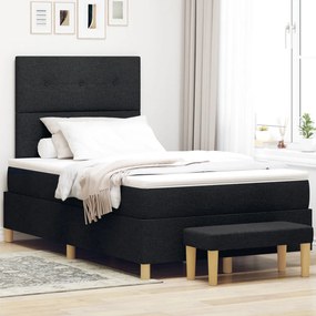 Box Spring Ágy Matrac &amp; Pad Fekete 120x190 cm Szövet