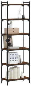 6 szintes barna tölgy színű szerelt fa könyvespolc 60x30x188 cm