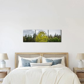 Egy zöld fa képe a mező közepén (órával) (90x30 cm)