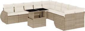 vidaXL 11 részes bézs polyrattan kerti ülőgarnitúra párnákkal