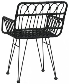 2 db fekete PE rattan karfás kerti szék 56 x 64 x 80 cm