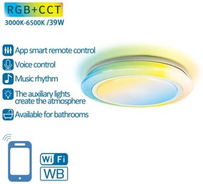 Aigostar LED RGBW fürdőszobai lámpa, 39W, 230V, 50 cm, Wi-Fi, IP44, dimmelhető