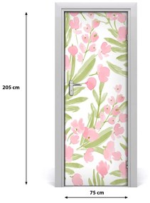 Ajtóposzter öntapadós rózsaszín virágok 85x205 cm