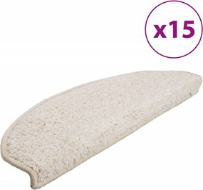 vidaXL 15 db fehér, félkör alakú lépcsőszőnyeg 65 x 21 x 4 cm, nagy