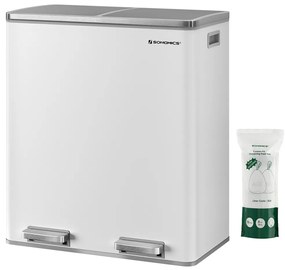 SzelektĂv szemeteskuka 2x30L, fehĂ©r