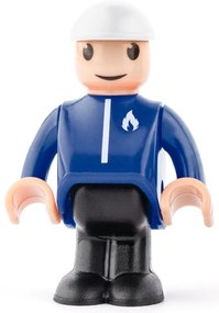 Woody Car Tűzoltók babával a vasúti pályára, piros