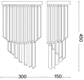 Ideal Lux - Fali kristály lámpa CARLTON 3xE14/40W/230V arany