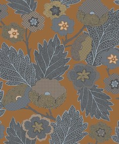 Decoprint Antibes Antibes Flora barna-kék leveles vlies tapéta – AN28272