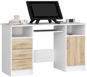PC asztal Asegura (fehér + sonoma tölgy). 1117065