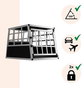 BRUNO kutyaszállító box, 70x54x51cm, ezüst/fekete Cadoca
