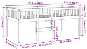 tömör fenyőfa gyerekágy matrac nélkül 80 x 200 cm