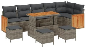 Kerti Kanapé Szett 10 pcs Szürke Sötétszürke 110 x 55 x 71 cm