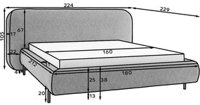 Bézs kárpitozott ágyneműtartós franciaágy ágyráccsal 160x200 cm Pointt – ELTAP
